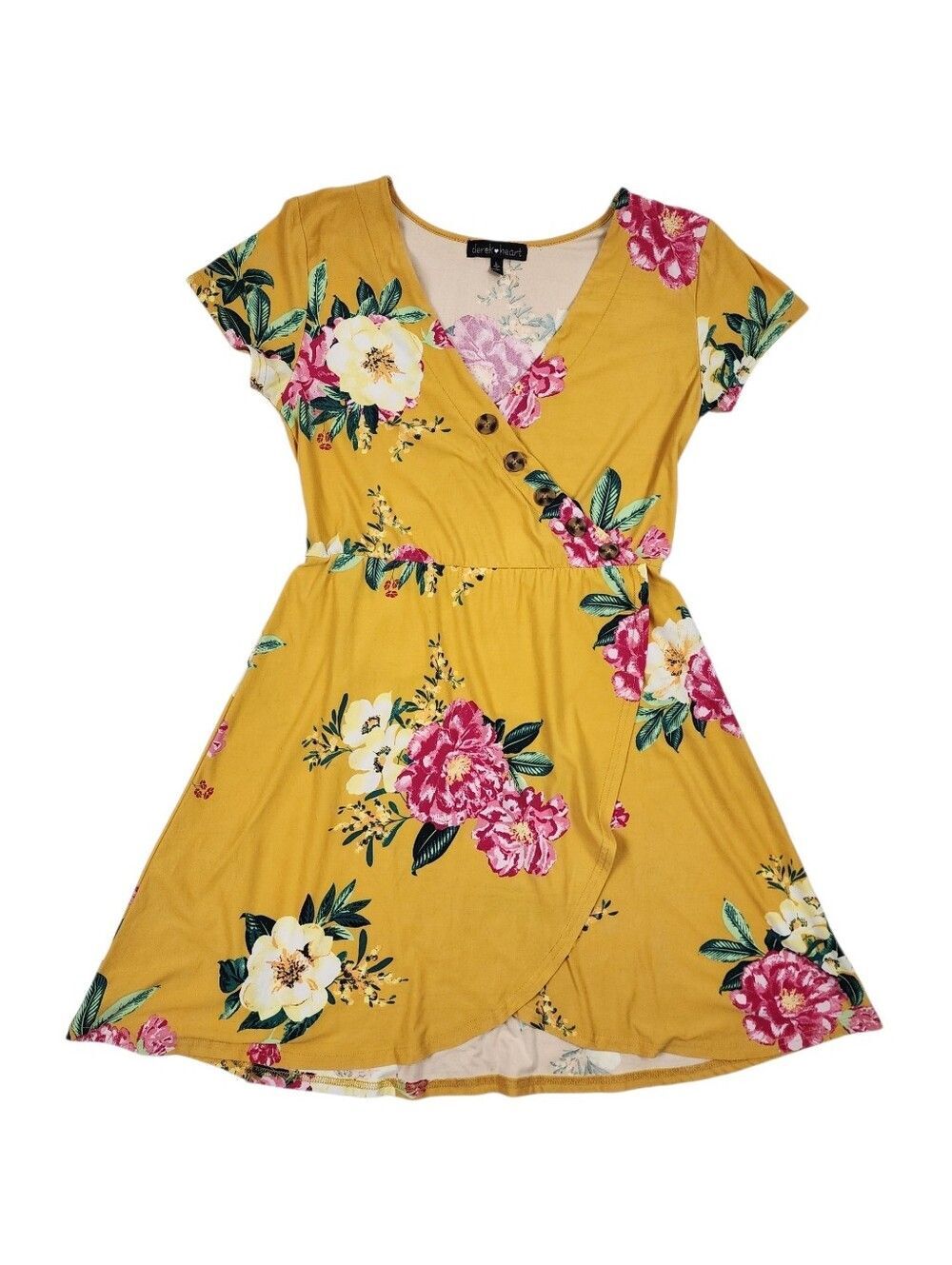 Derek Heart floral mustard yellow Dress